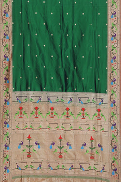 Collection of Paithani Silk Teal Green Saree in a gallery layout