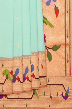 Collection of Paithani Silk Sea Green Saree in a gallery layout