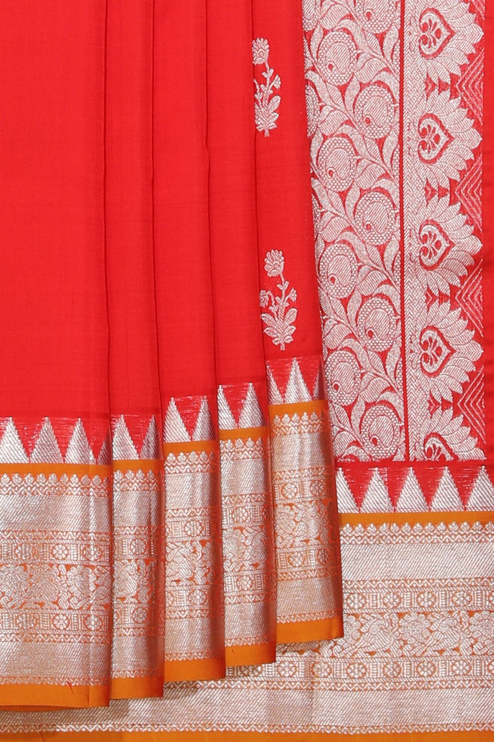 Collection of Venkatagiri Silk Red Saree in a gallery layout