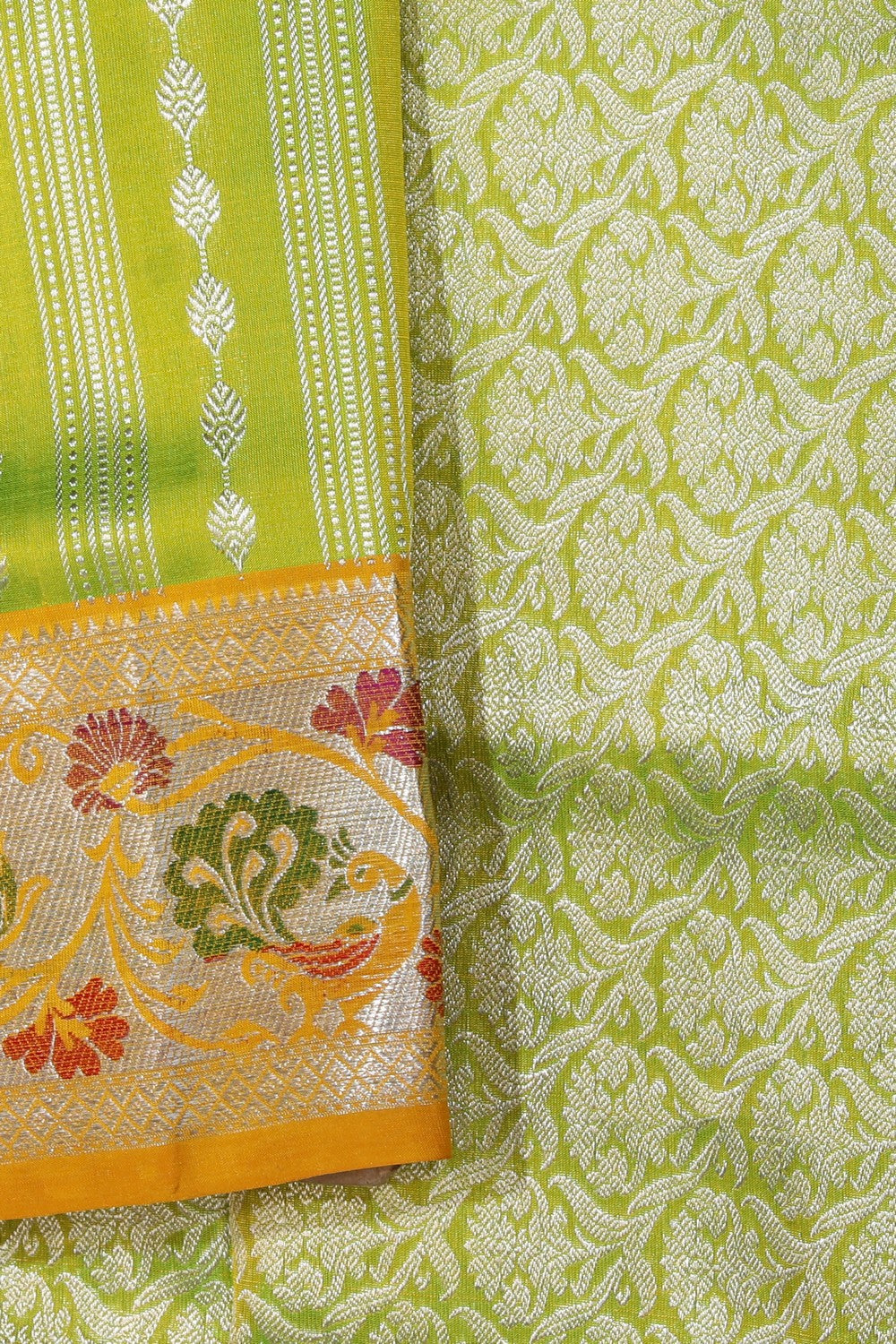 Collection of Venkatagiri Silk Green Saree in a gallery layout