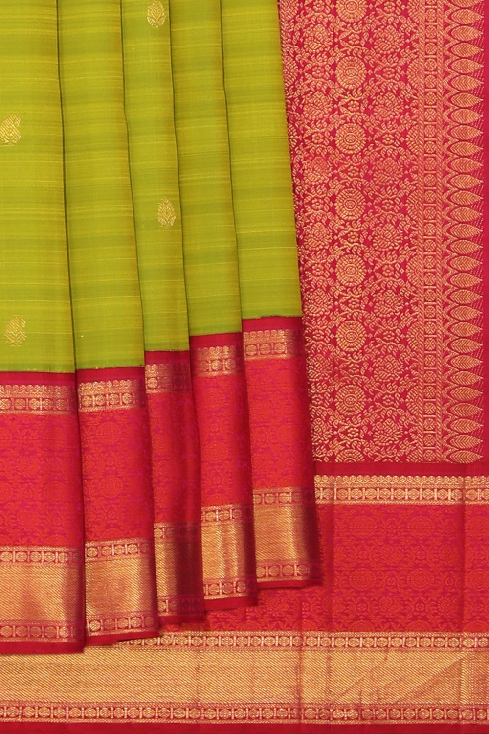 Collection of Kanjivaram Silk Green Saree in a gallery layout