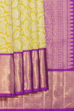 Collection of Kanjivaram Silk Brocade Spring Green Saree in a gallery layout