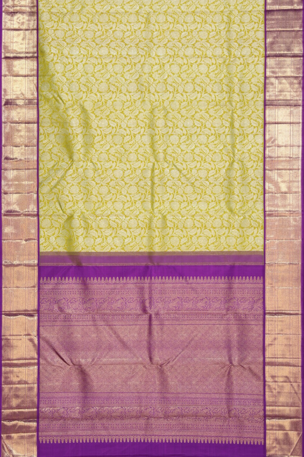 Collection of Kanjivaram Silk Brocade Spring Green Saree in a gallery layout