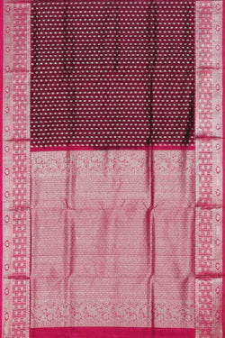 Collection of Venkatagiri Silk Deep-Wine Violet Saree in a gallery layout