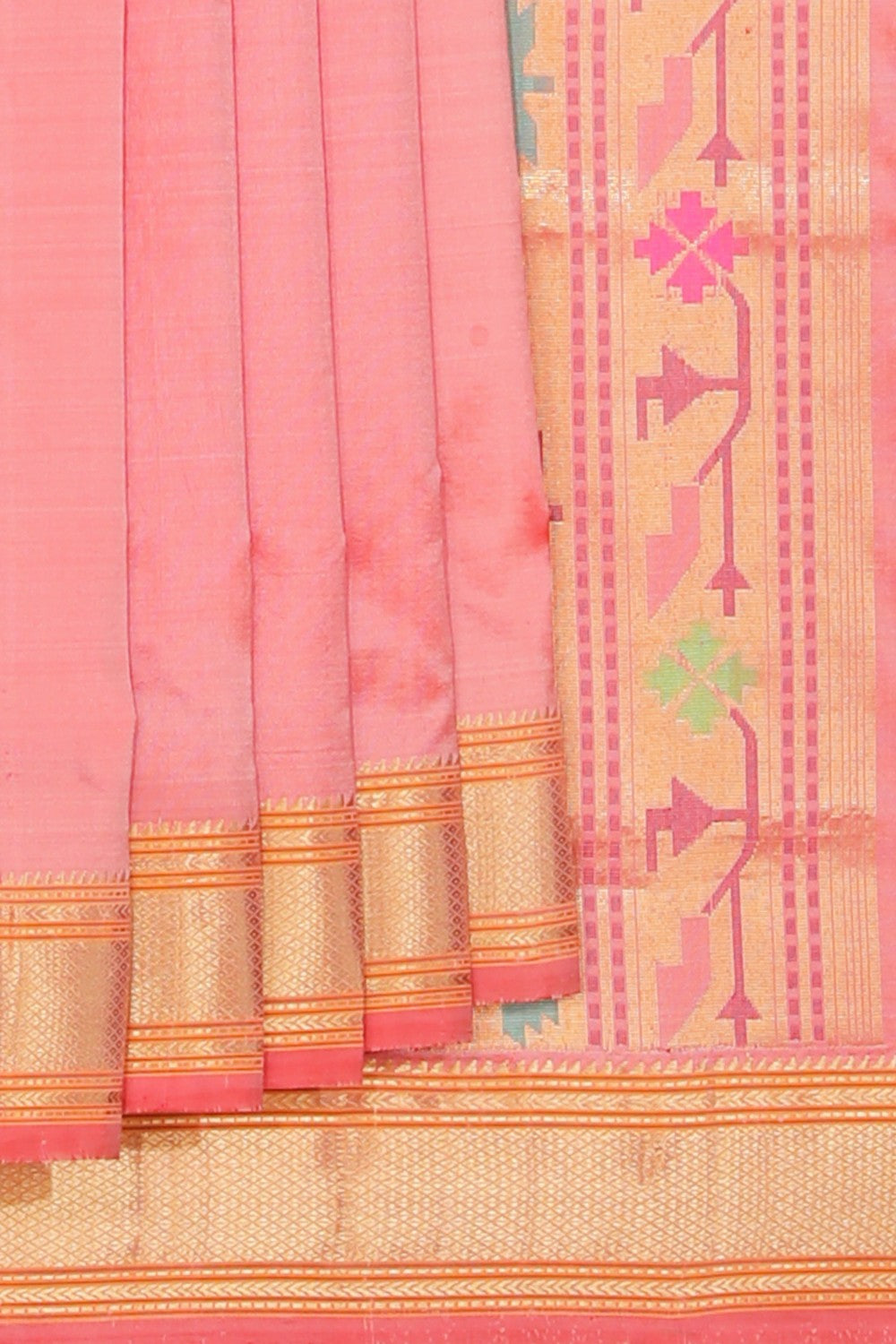 Collection of Paithani A Beautiful Onion-Pink Saree in a gallery layout