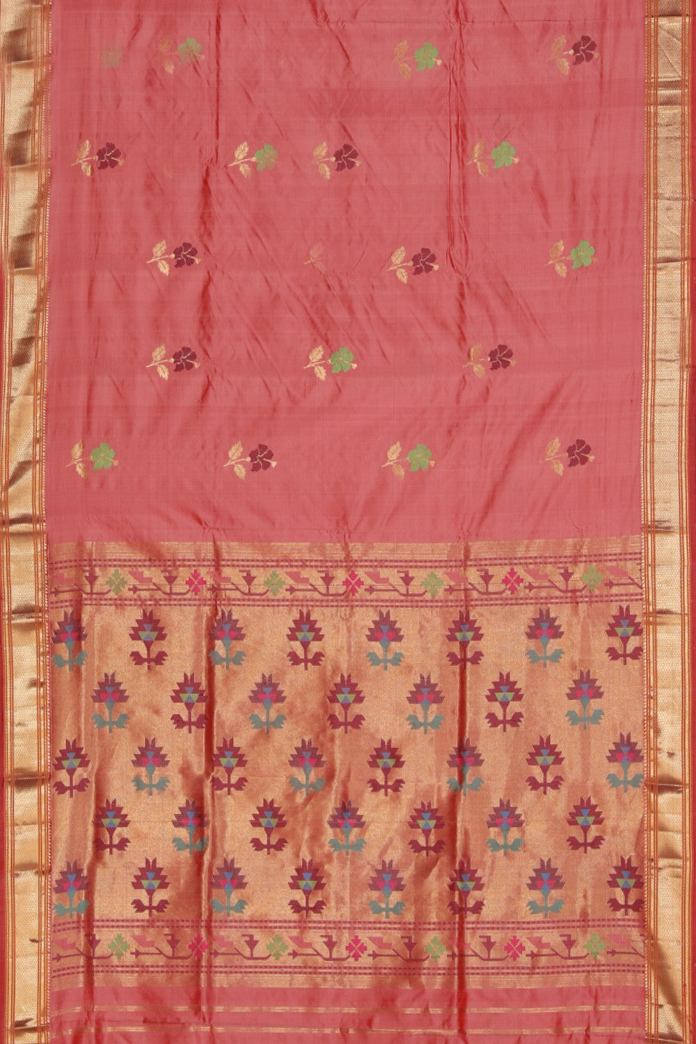 Collection of Paithani A Beautiful Onion-Pink Saree in a gallery layout