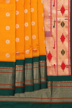 Collection of Paithani A Beautiful Orange Saree in a gallery layout