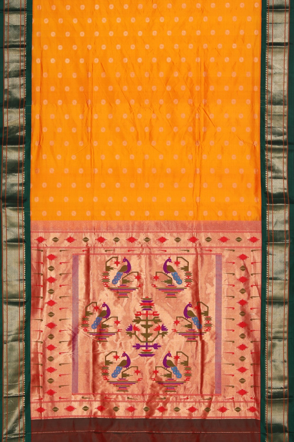 Collection of Paithani A Beautiful Orange Saree in a gallery layout