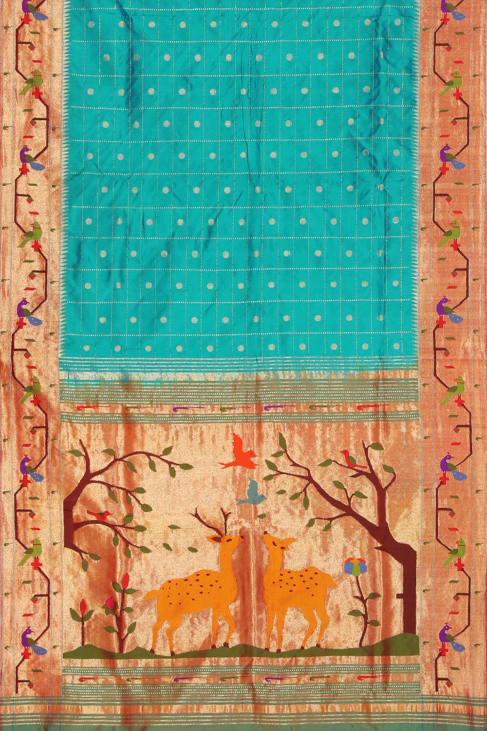 Collection of Paithani A Beautiful Teal Blue Saree in a gallery layout