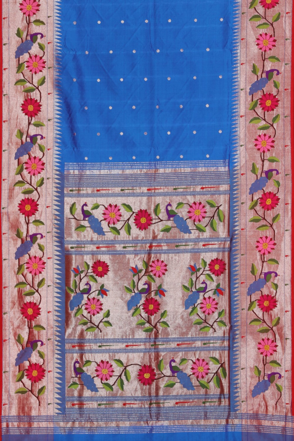 Collection of Paithani A Beautiful Smoky Blue Saree in a gallery layout