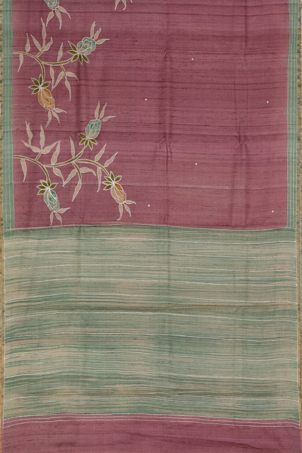 Bhagalpur Tussar Silk Purple Saree