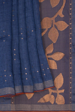 Image of Linen Blue Saree