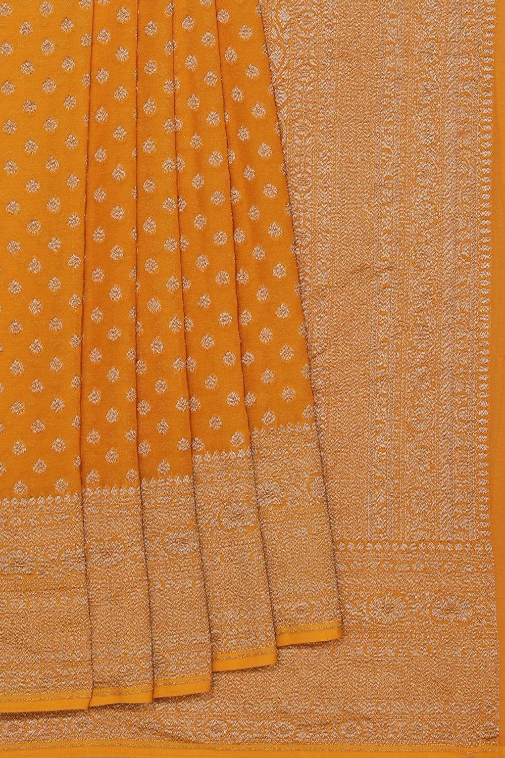 Collection of Banarasi Chiffon Mustard Saree in a gallery layout