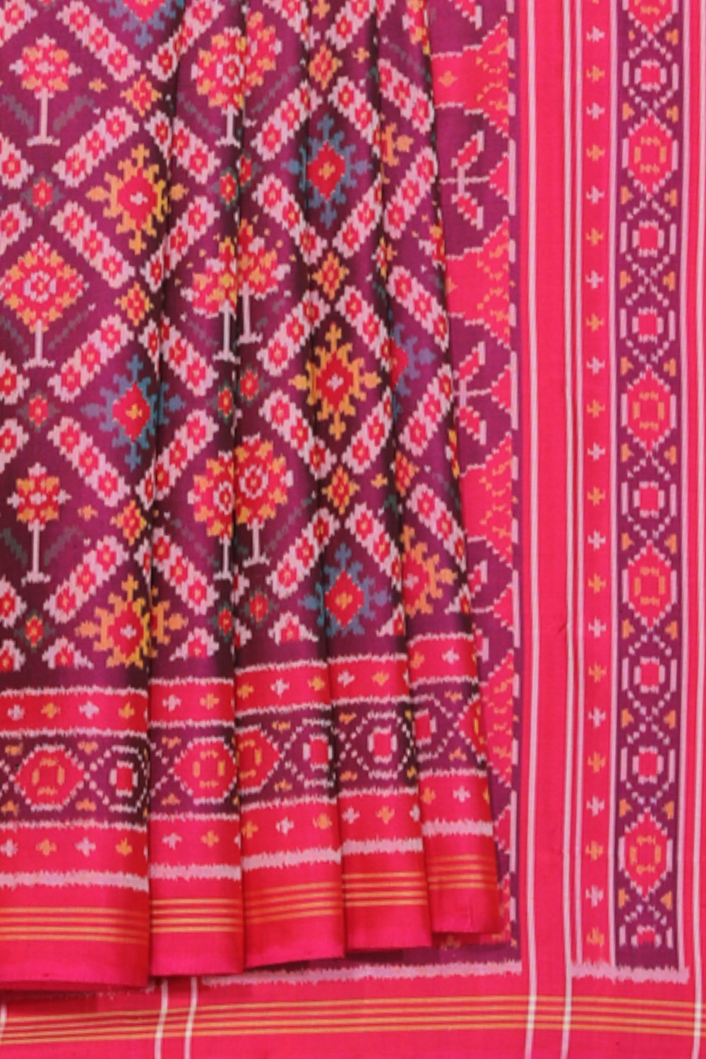 Collection of Rajkot Patola Silk Plum Pink Saree in a gallery layout