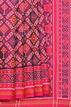 Collection of Rajkot Patola Silk Plum Pink Saree in a gallery layout