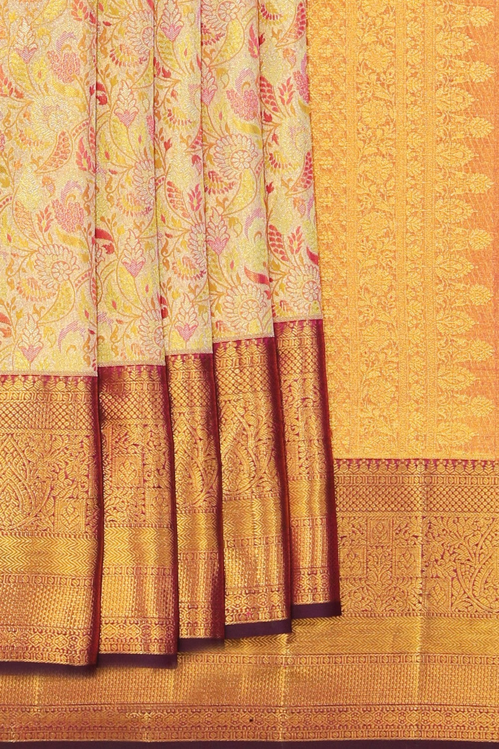 Collection of Kanchipattu Brocade Gold Saree in a gallery layout