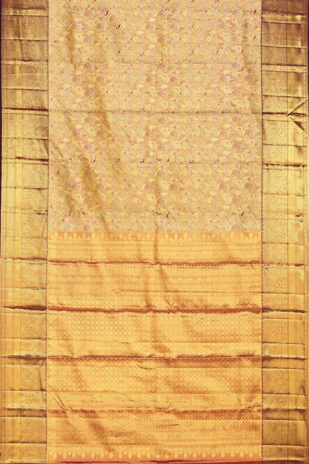 Collection of Kanchipattu Brocade Gold Saree in a gallery layout