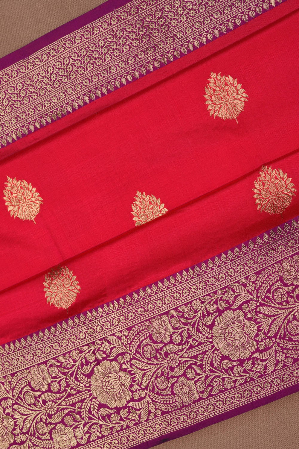 Image of Banarasi Silk Fuchsia-Pink Saree