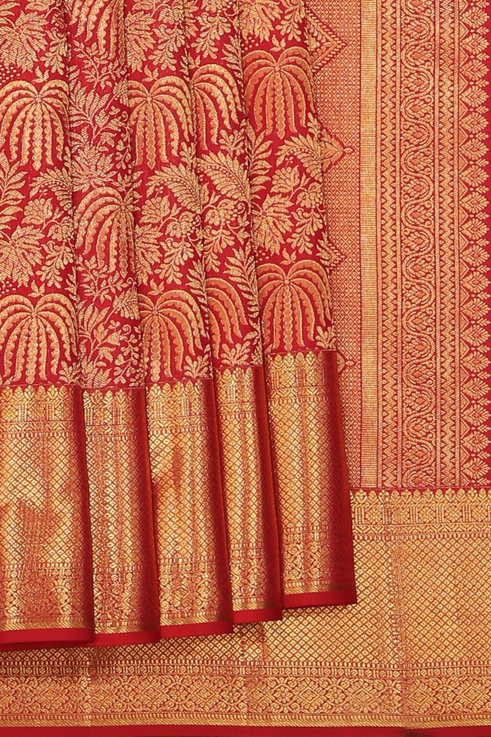 Collection of Kanchi Silk Brocade Red Saree in a gallery layout