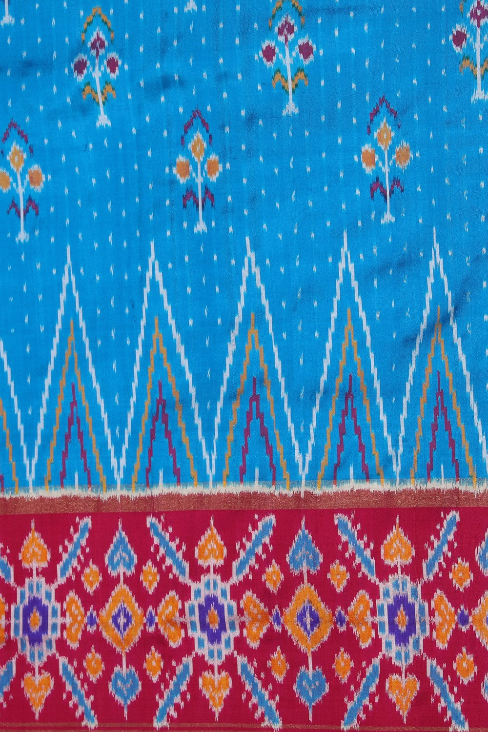 Collection of Pochampally Ikat Silk Blue Saree in a gallery layout