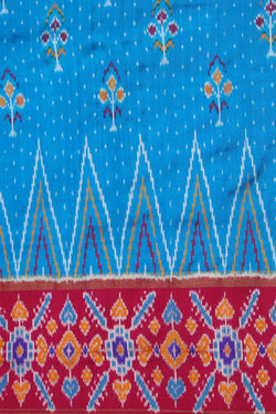 Collection of Pochampally Ikat Silk Blue Saree in a gallery layout