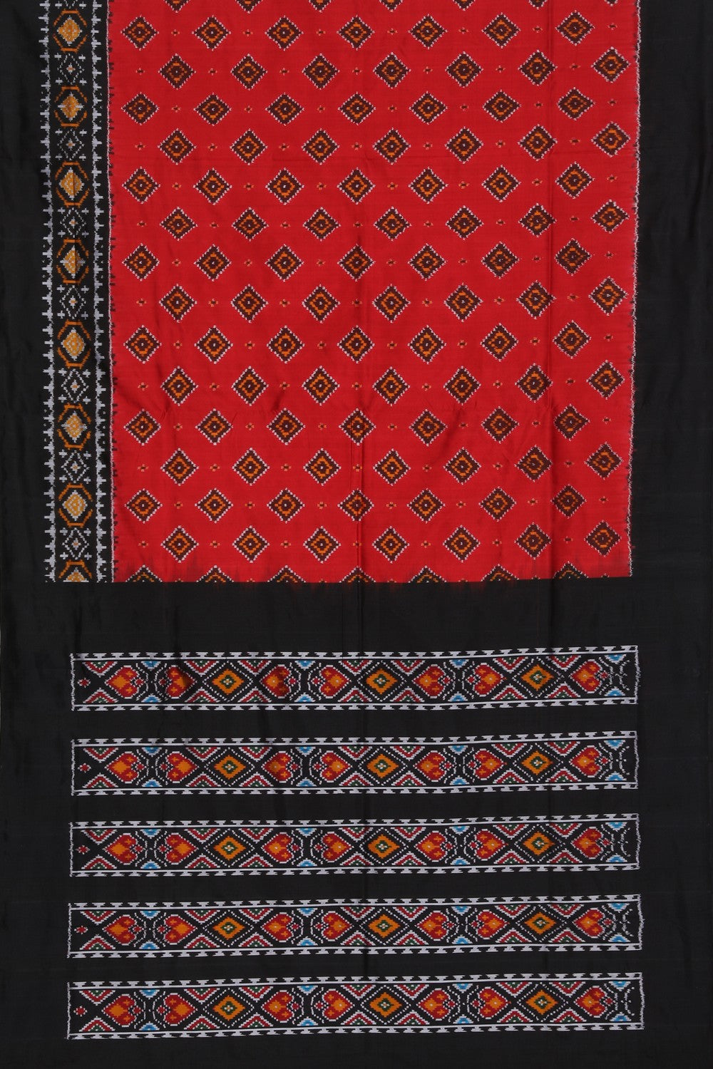 Collection of Pochampally Ikat Silk Red Saree in a gallery layout