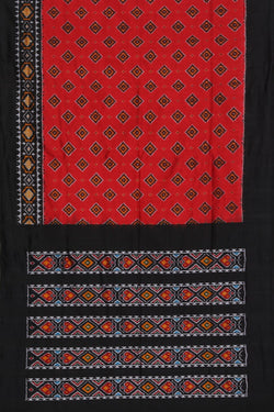 Collection of Pochampally Ikat Silk Red Saree in a gallery layout