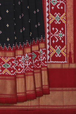 Collection of Pochampally Ikat Silk Black Saree in a gallery layout