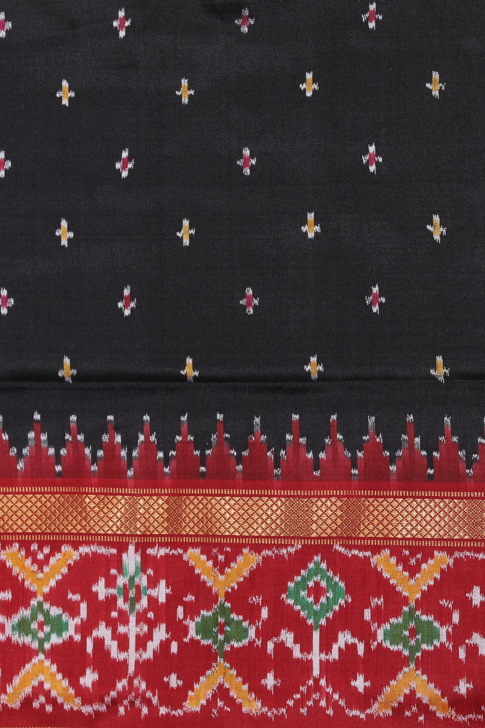 Collection of Pochampally Ikat Silk Black Saree in a gallery layout