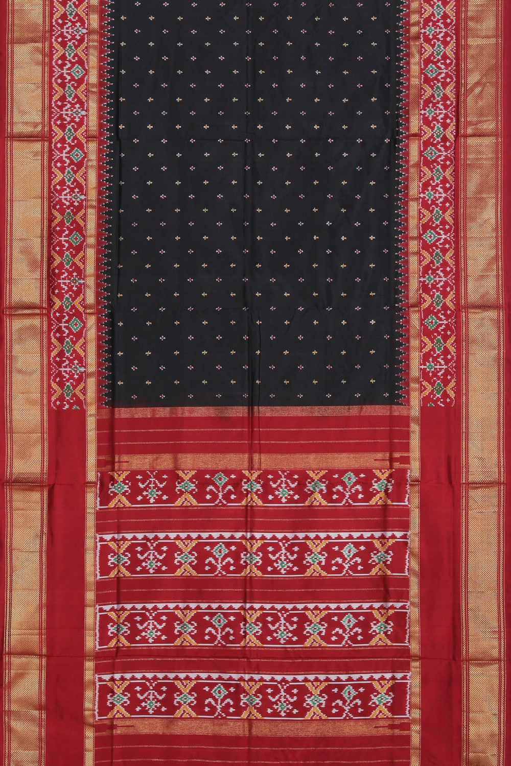 Collection of Pochampally Ikat Silk Black Saree in a gallery layout