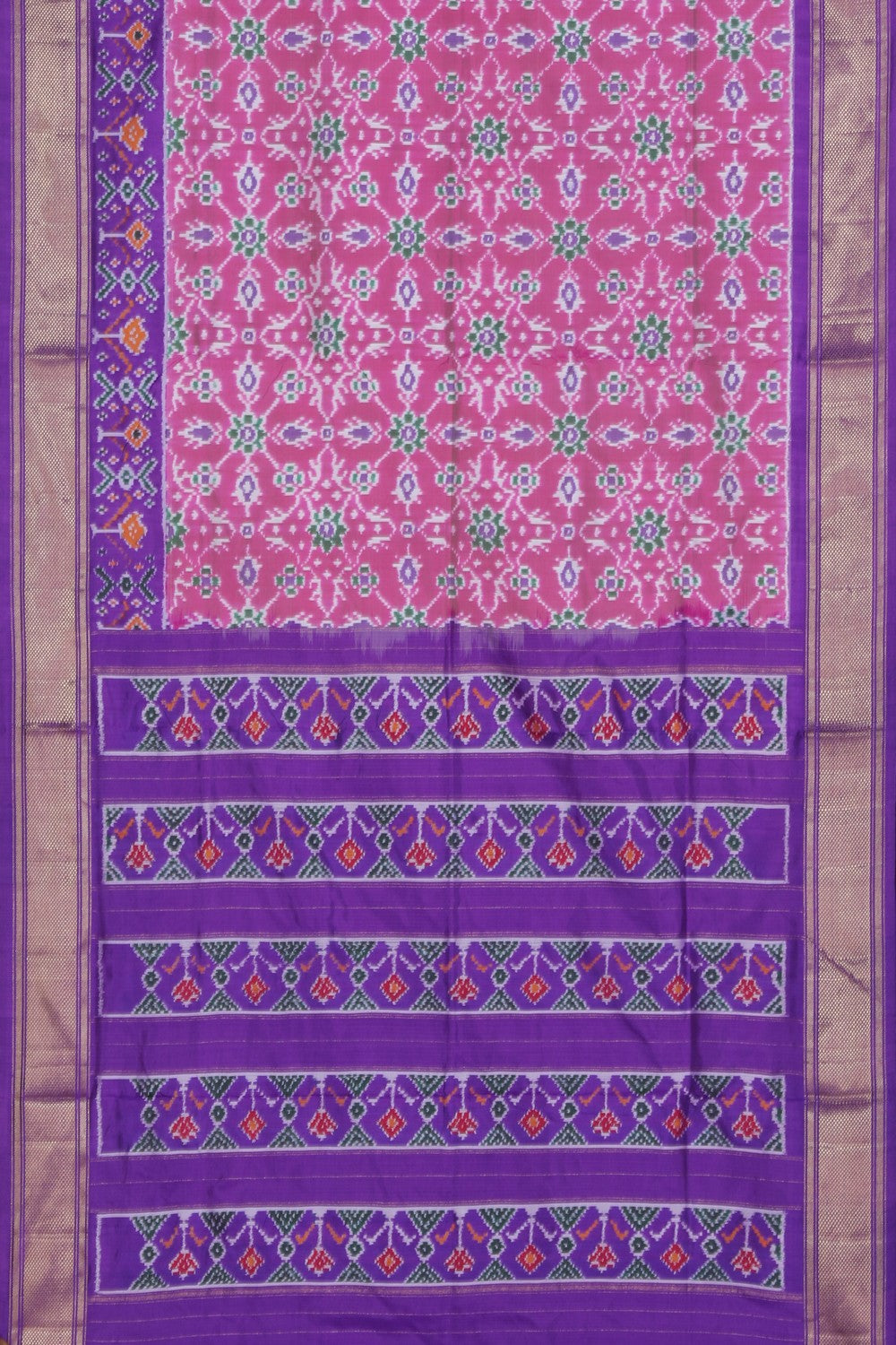 Pochampally Ikat Silk Pink Saree