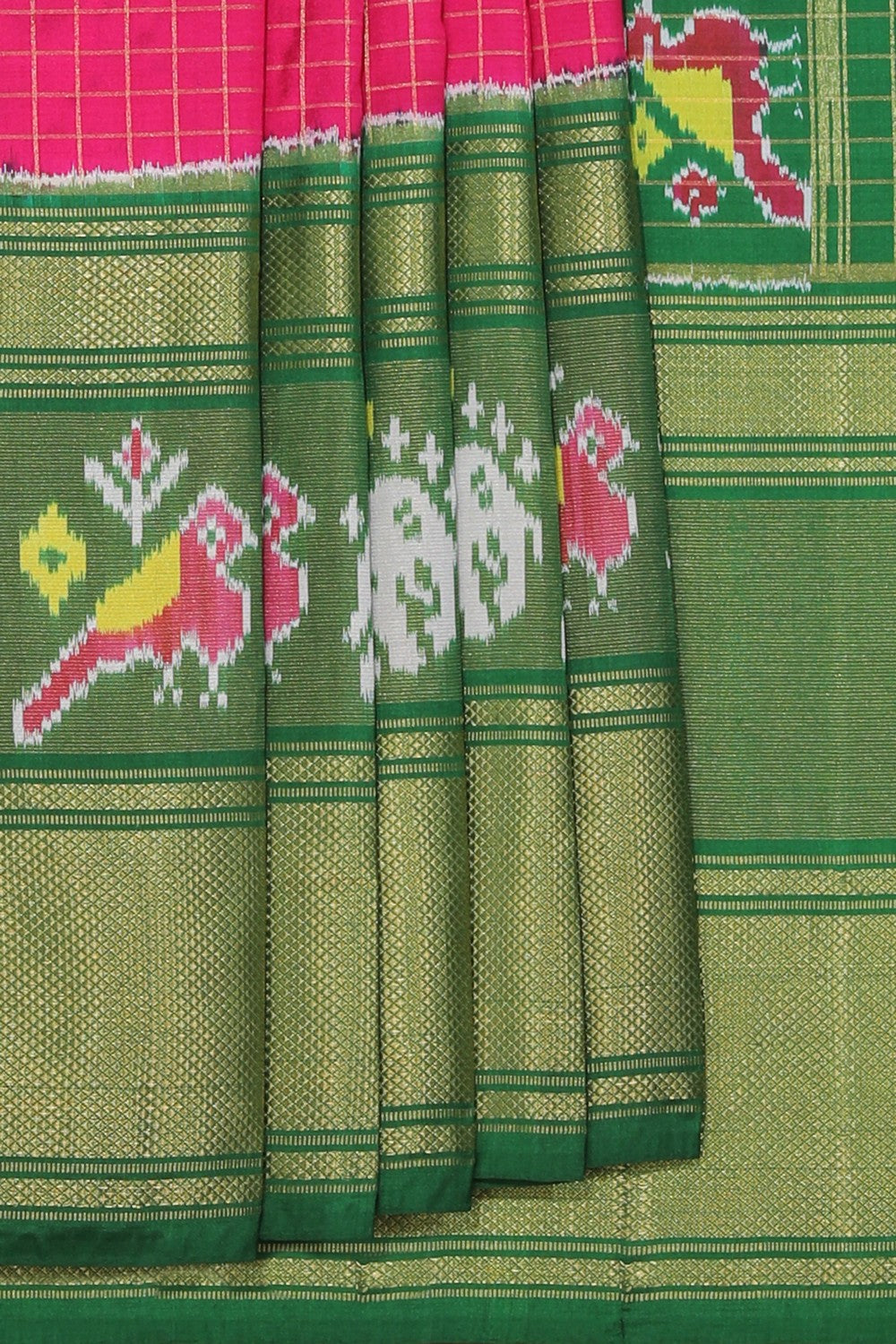 Collection of Pochampally Ikat Silk Pink Saree in a gallery layout