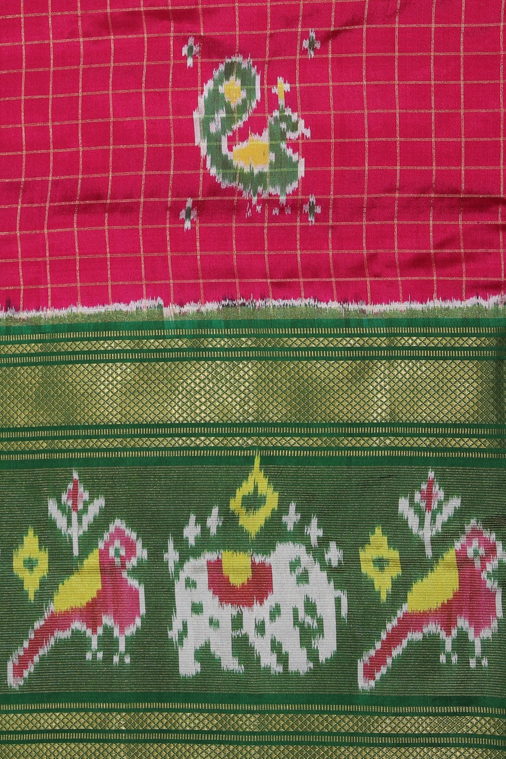 Collection of Pochampally Ikat Silk Pink Saree in a gallery layout