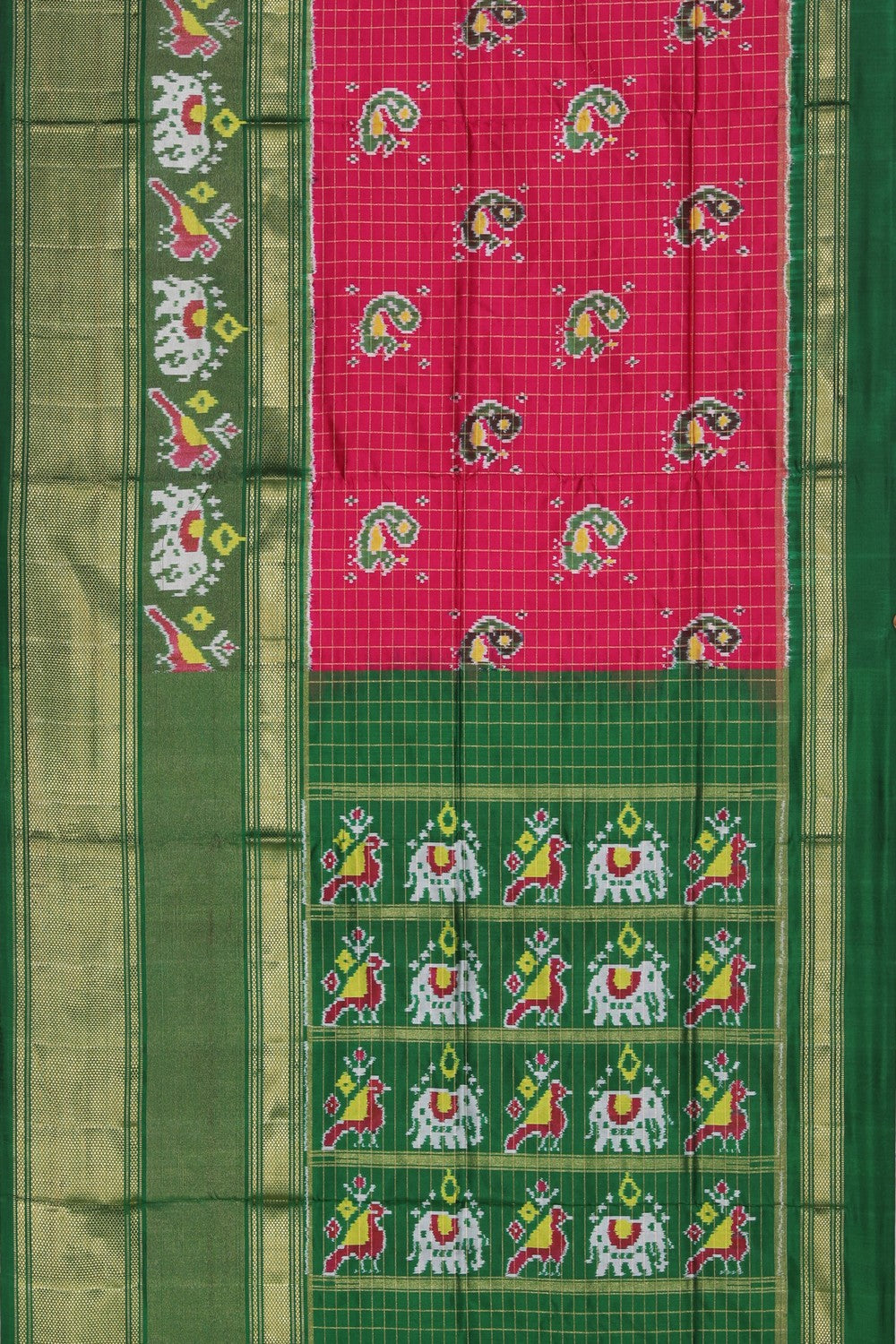 Collection of Pochampally Ikat Silk Pink Saree in a gallery layout