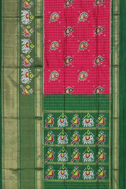 Collection of Pochampally Ikat Silk Pink Saree in a gallery layout