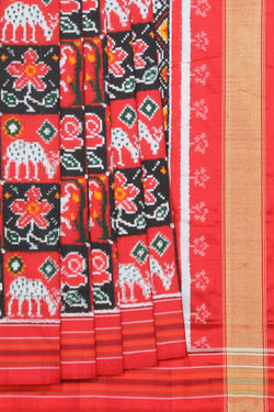 Collection of Pochampally Ikat Silk Red Saree in a gallery layout