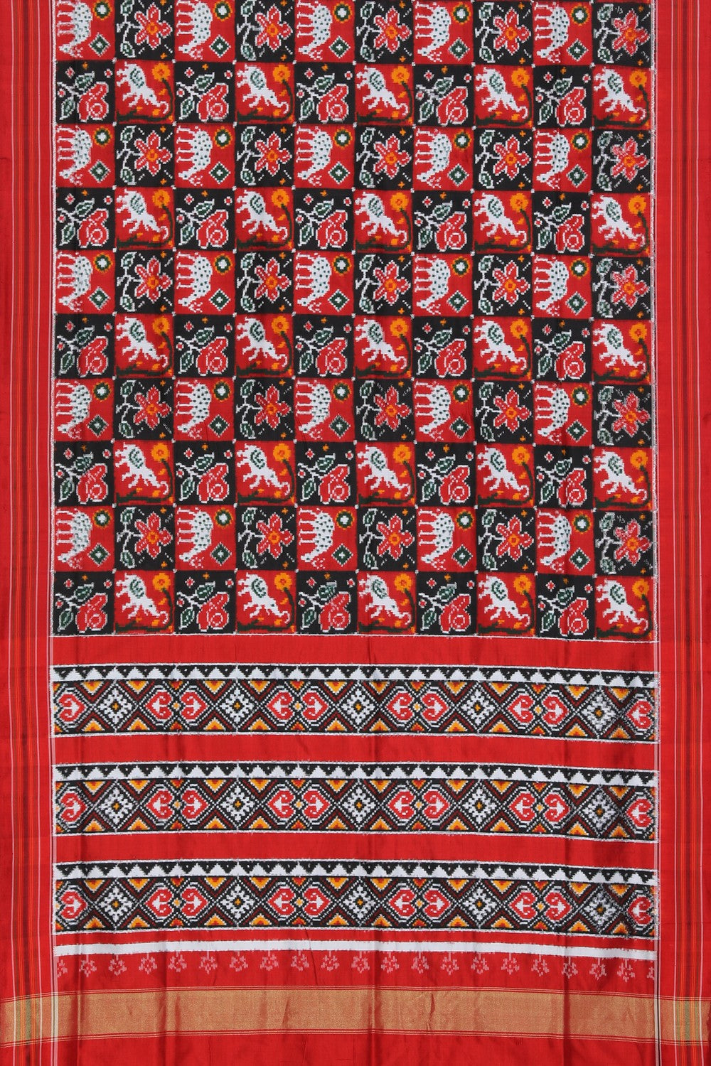 Collection of Pochampally Ikat Silk Red Saree in a gallery layout