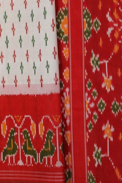 Collection of Pochampally Ikat Silk Cream Saree in a gallery layout