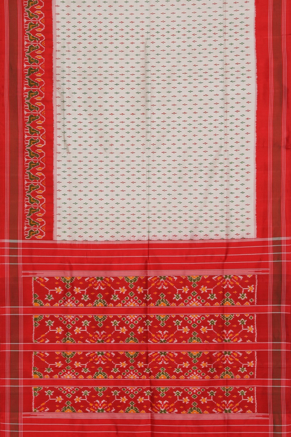 Collection of Pochampally Ikat Silk Cream Saree in a gallery layout