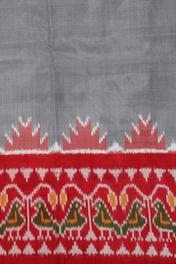 Collection of Pochampally Ikat Silk Grey Saree in a gallery layout