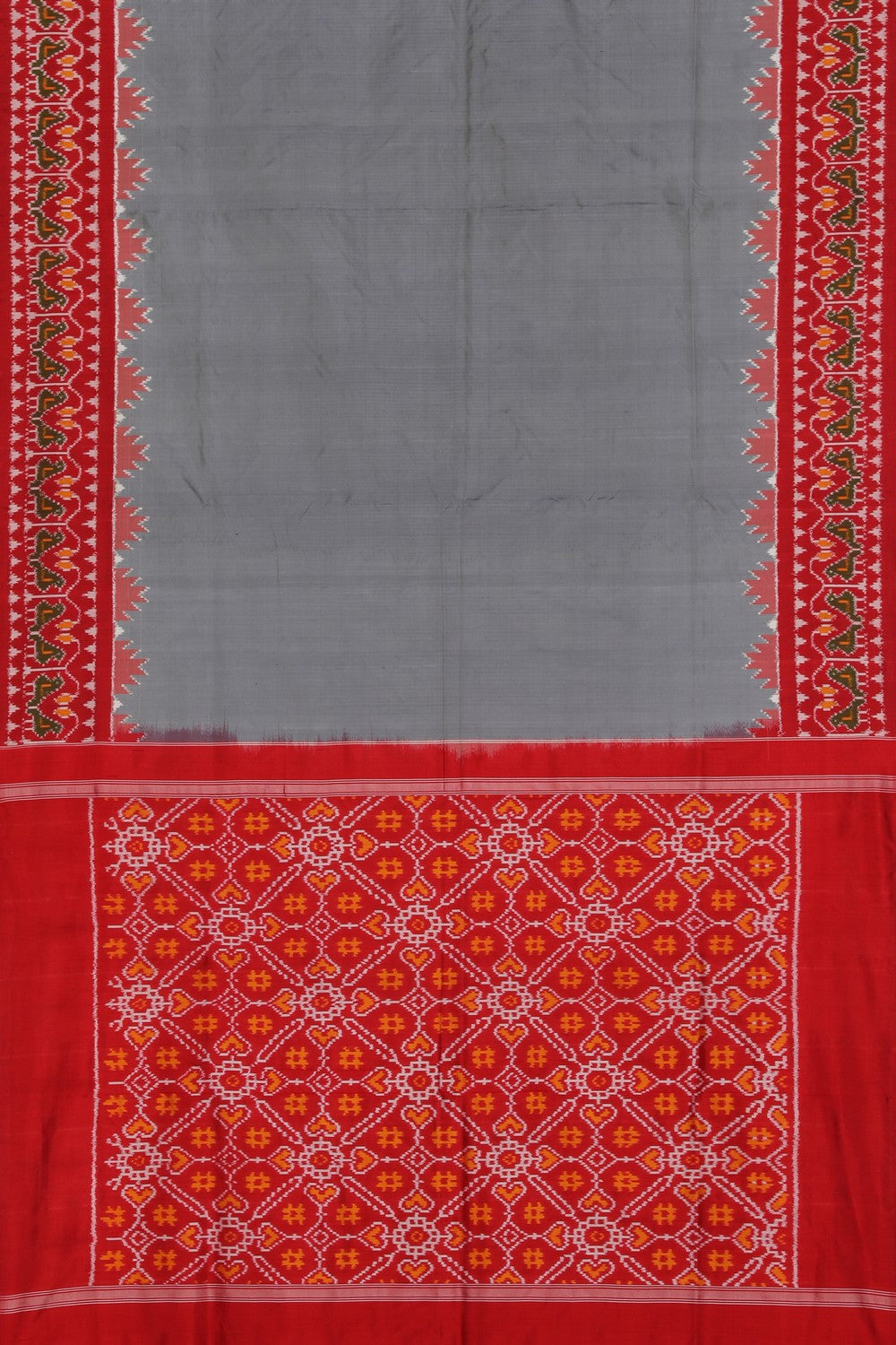 Collection of Pochampally Ikat Silk Grey Saree in a gallery layout