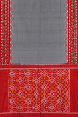 Collection of Pochampally Ikat Silk Grey Saree in a gallery layout