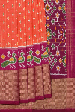 Collection of Pochampally Ikat Silk Peach Saree in a gallery layout