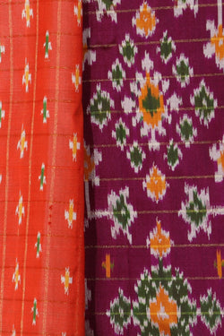 Collection of Pochampally Ikat Silk Peach Saree in a gallery layout