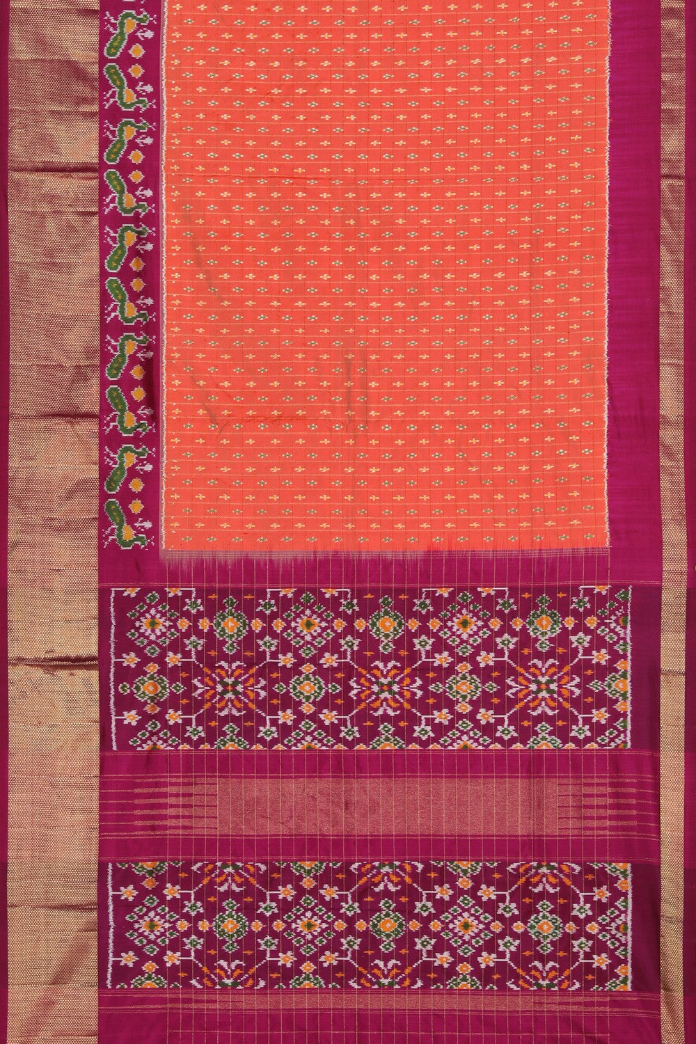 Collection of Pochampally Ikat Silk Peach Saree in a gallery layout