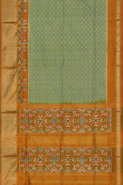 Collection of Pochampally Ikat Silk Mint-Green Saree in a gallery layout