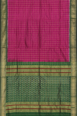 Collection of Pochampally Ikat Silk Magenta-Pink Saree in a gallery layout