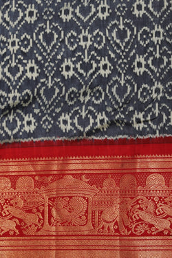 Collection of Pochampally Ikat Silk Grey Saree in a gallery layout