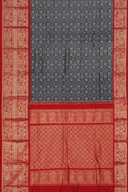 Collection of Pochampally Ikat Silk Grey Saree in a gallery layout