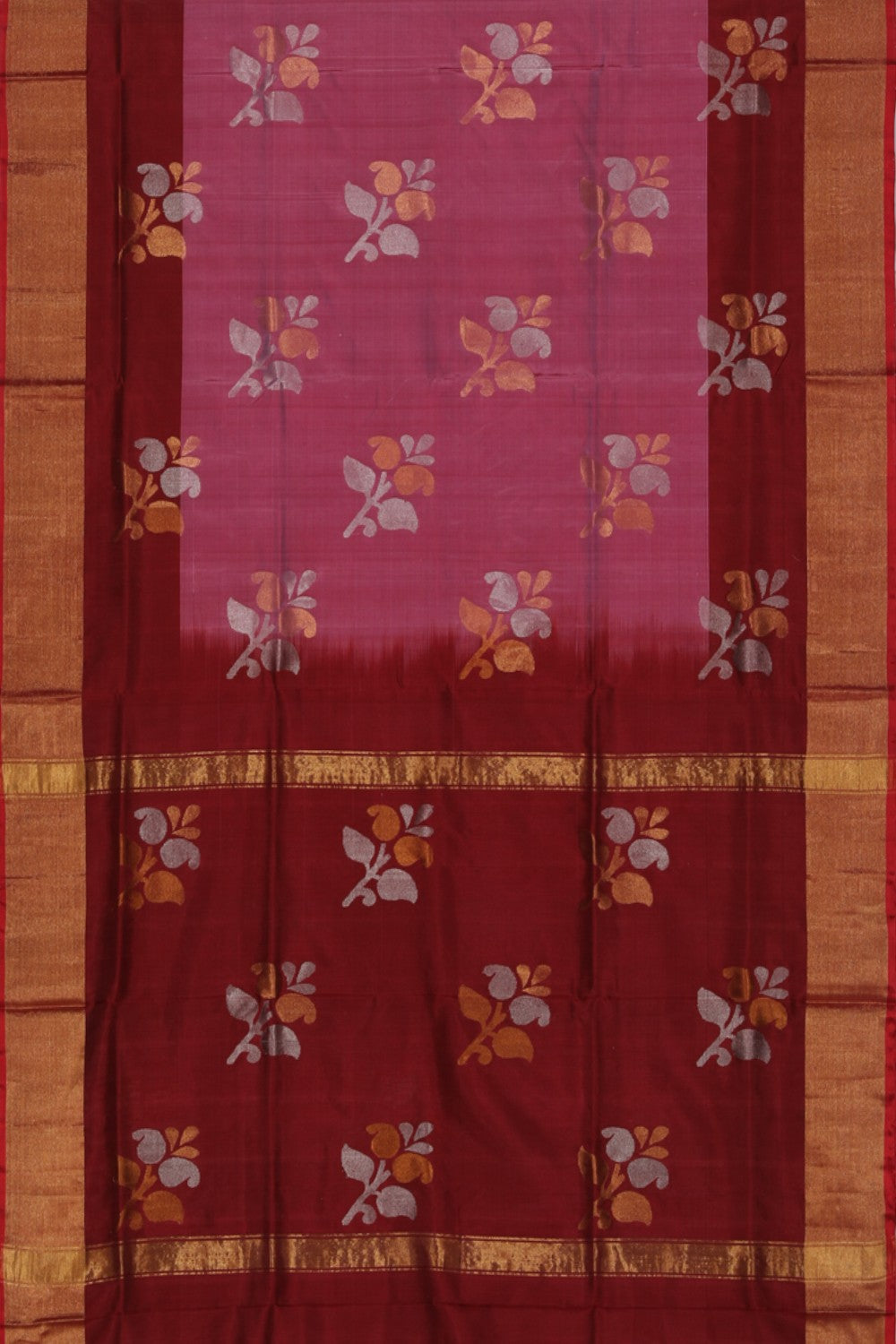 Collection of Uppada Silk Onion Pink Saree With Jamdani Pallu in a gallery layout